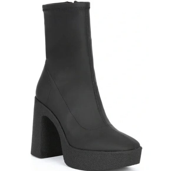 NEW Gianni Bini Dayore Rubberized Stretch Platform Booties in Black - Picture 1 of 2